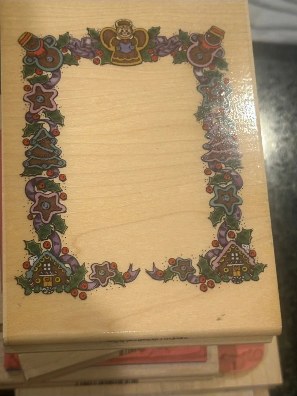 Holiday rubber stamp lot wood Assorted Christmas Scenes inkadinkado Santa tree